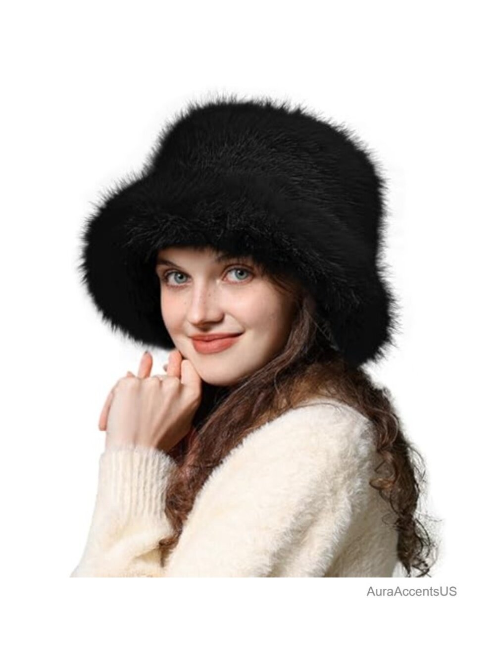 Faux Fur Bucket Hat Fuzzy Russian Ushanka Winter Warm Cute